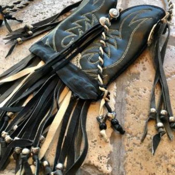 Vintage Child size Black Cowboy Boot Purse - Picture 1 of 4